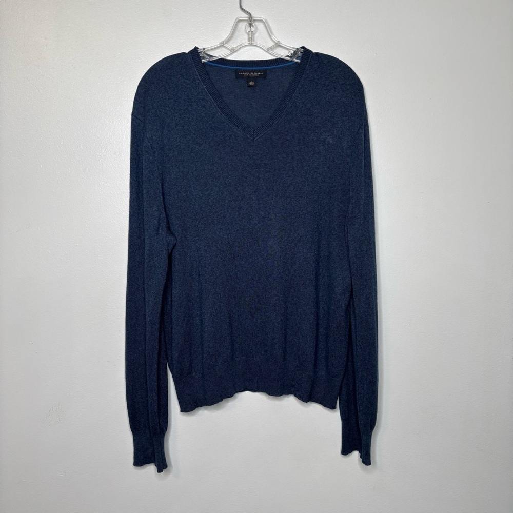 Banana Republic Silk Cashmere V-Neck Sweater Blue Mens Large